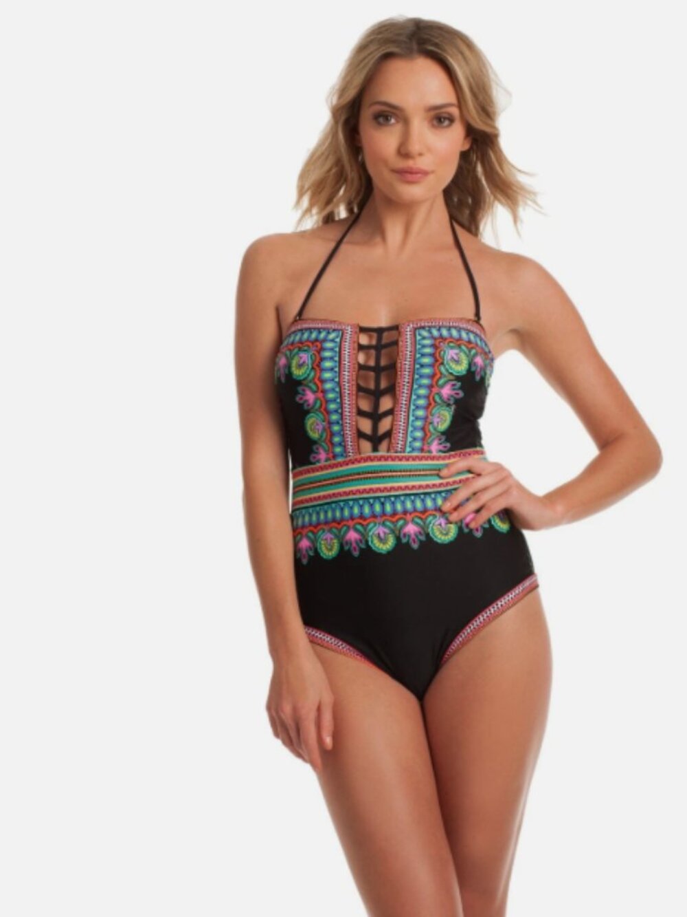 Trina Turk dashiki bandeau one piece swimsuit